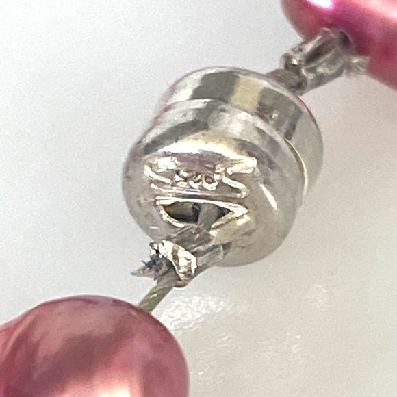 925 Necklace Dyed Pink Fresh Water Pearls - Picture 8 of 9